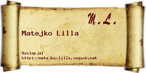 Matejko Lilla névjegykártya
